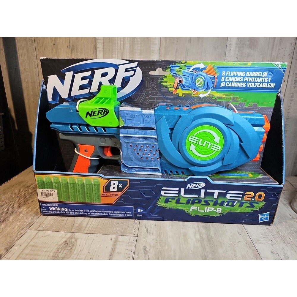 NERF Elite 2.0 Flipshots Flip-8 Blaster Gun – 8 Flipping Barrels –  8 Darts NIB